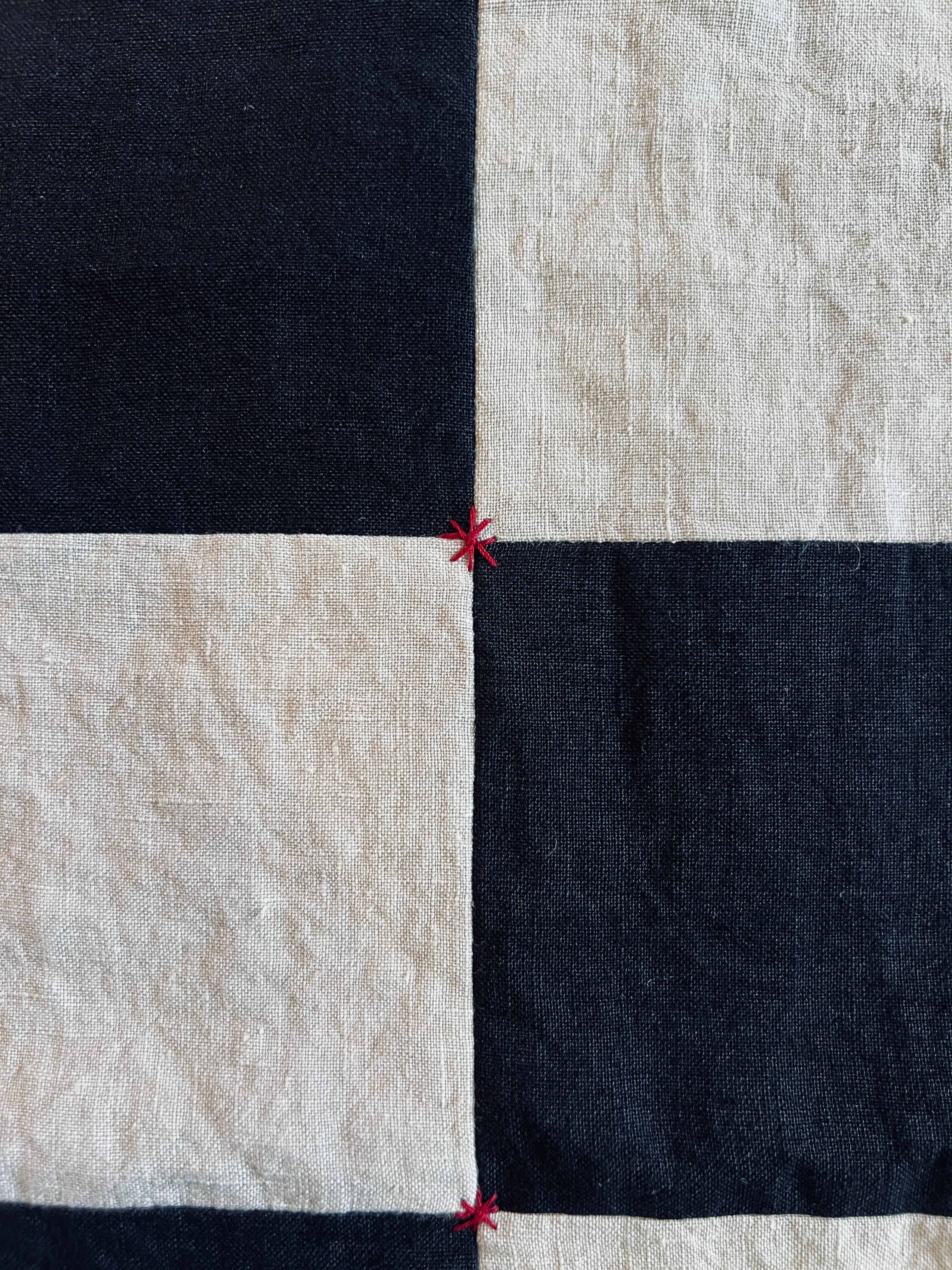 La Maison de Phoenix Baby Quilt #3 Black, Natural Beige, Golden Tan, and Bay Leaf Green