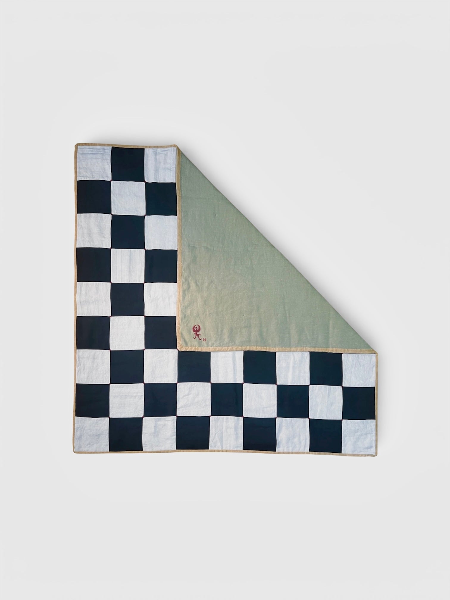 Baby Quilt #3 Black, Natural Beige, Golden Tan, and Bay Leaf Green