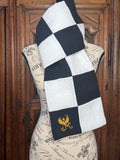 La Maison de Phoenix Elegant Organic Scarf in Checkerboard Black & White 72"x8"
