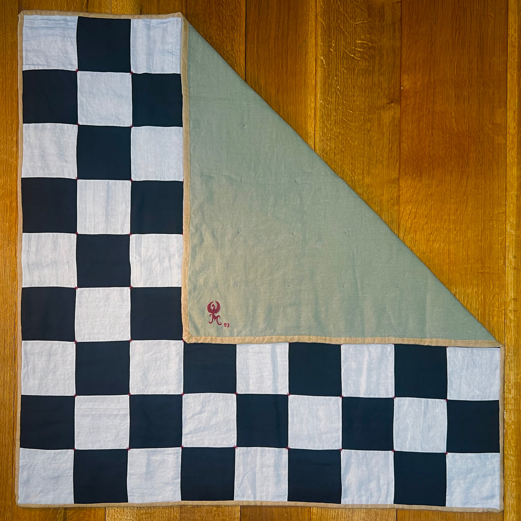 La Maison de Phoenix Baby Quilt #3 Black, Natural Beige, Golden Tan, and Bay Leaf Green