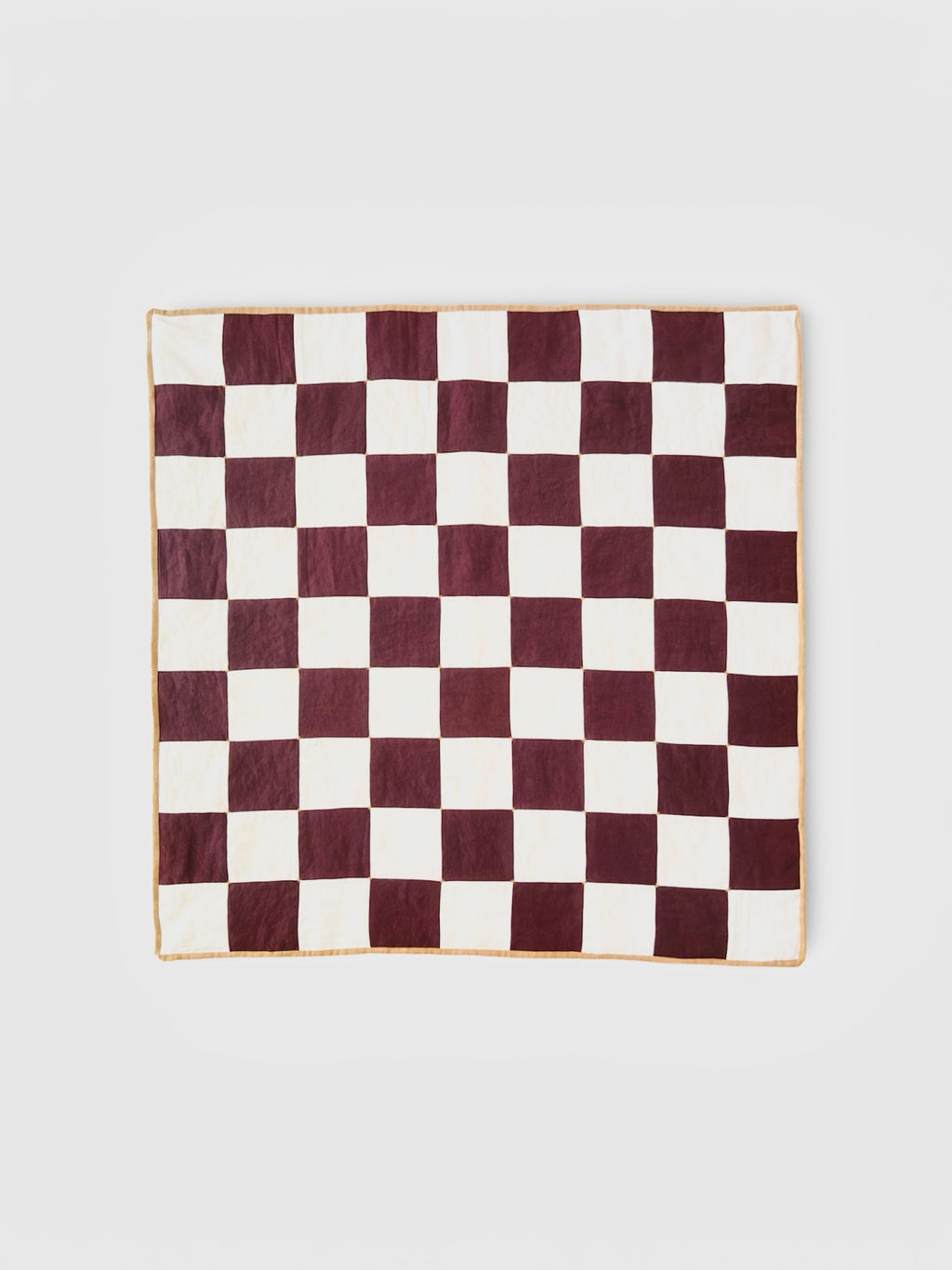 Baby Quilt #4 Burgundy Syrah, White, Golden Tan, and Teal Green
