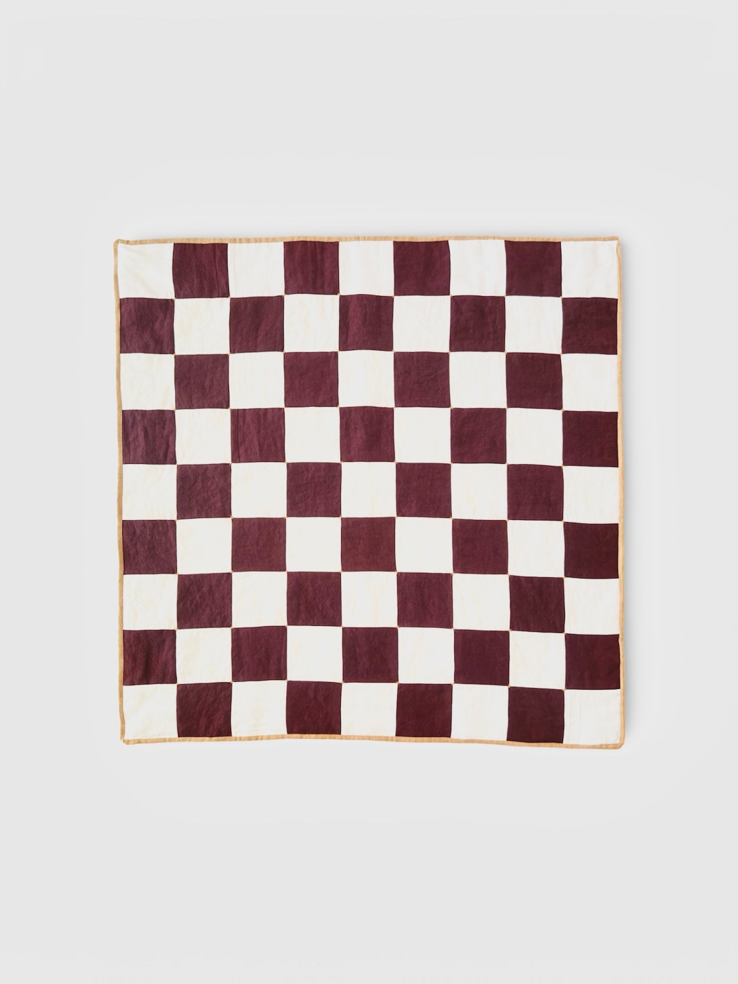 Baby Quilt #4 Burgundy Syrah, White, Golden Tan, and Teal Green