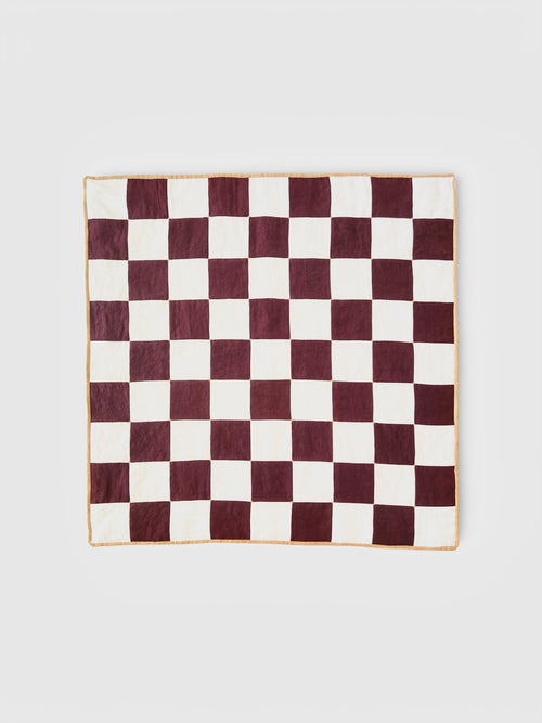 Baby Quilt #4 Burgundy Syrah, White, Golden Tan, and Teal Green