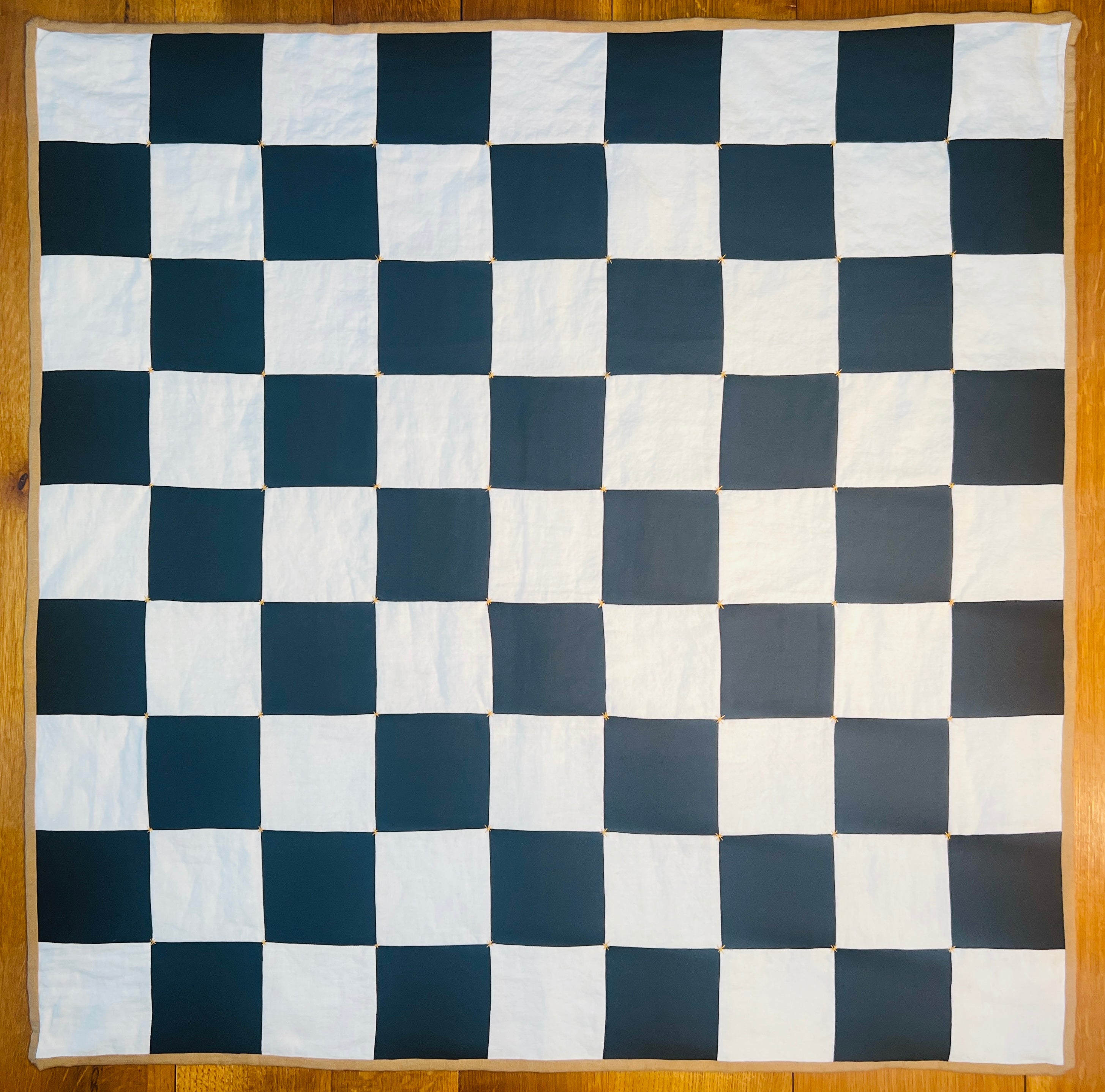 La Maison de Phoenix Baby Quilt #6 Black, White, Golden Tan, and Heathered Lilac