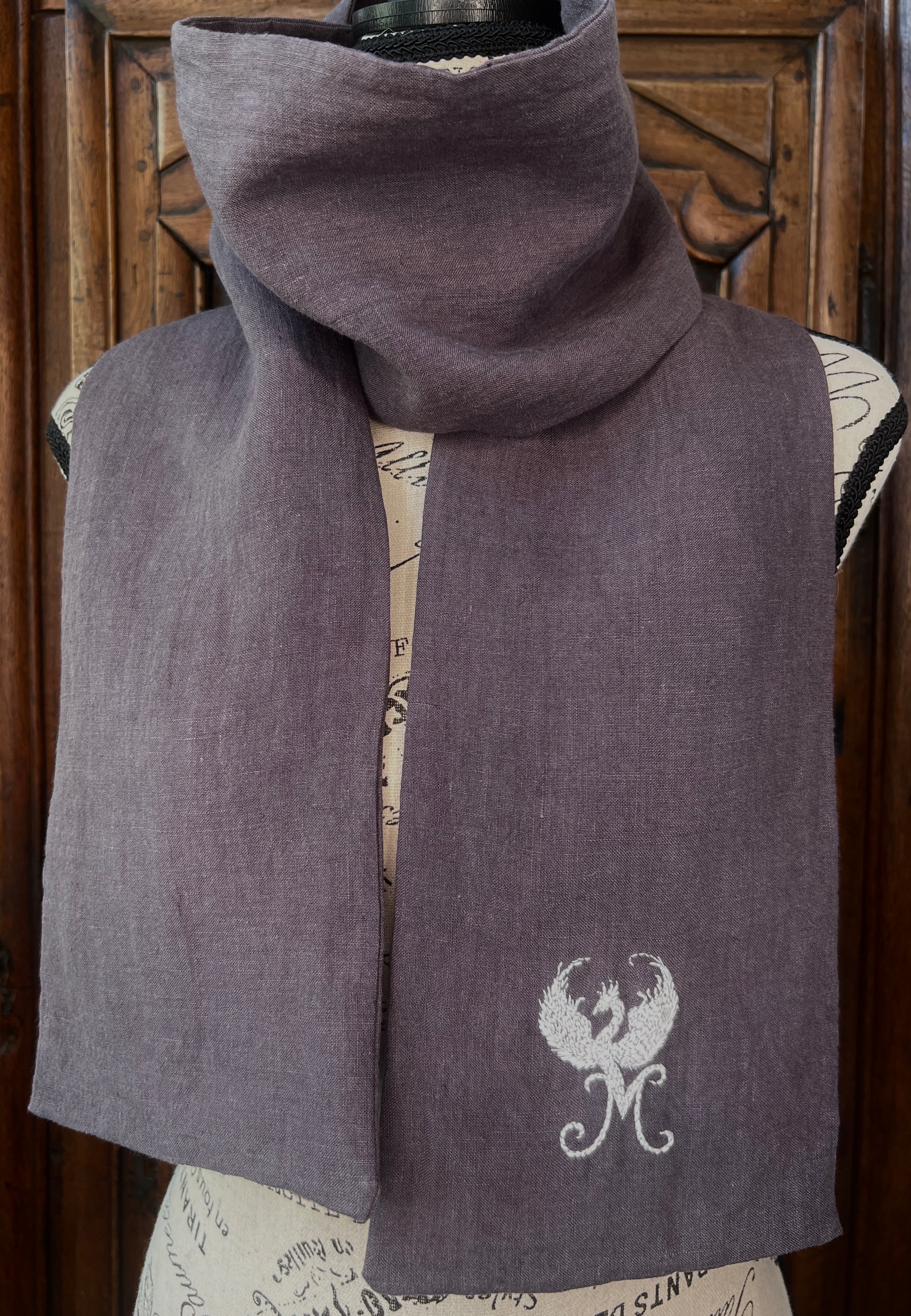 La Maison de Phoenix Elegant Organic Linen Scarf in Slate Gray 64” x 6.5”