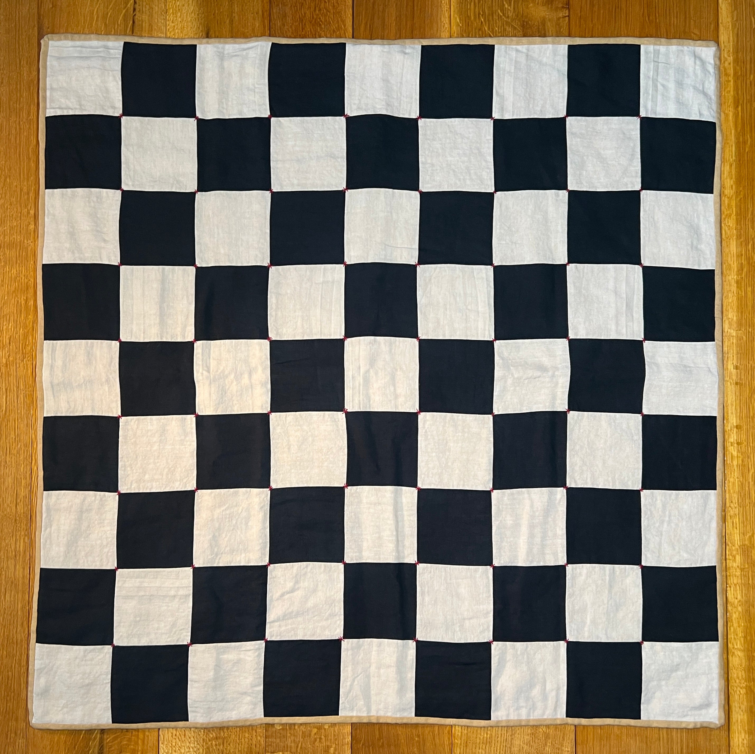 La Maison de Phoenix Baby Quilt #3 Black, Natural Beige, Golden Tan, and Bay Leaf Green