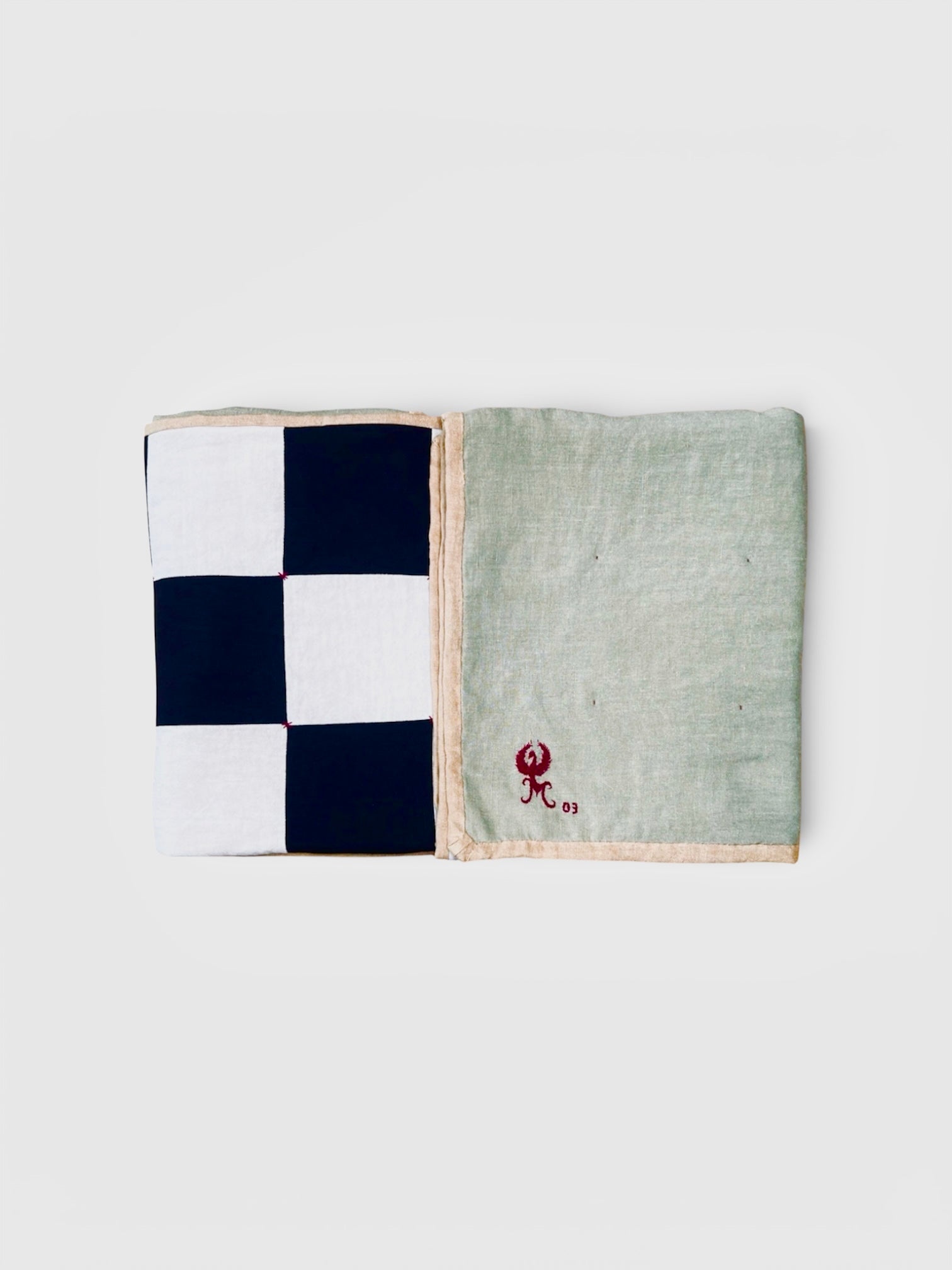 Baby Quilt #3 Black, Natural Beige, Golden Tan, and Bay Leaf Green