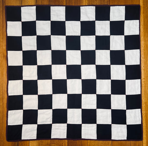 La Maison de Phoenix Baby Quilt #2 Black, White, Burgundy Syrah, and Teal Green