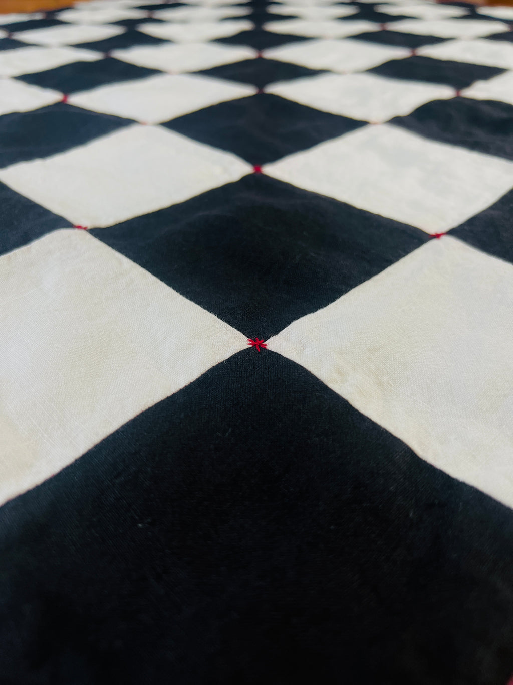 La Maison de Phoenix Baby Quilt #2 Black, White, Burgundy Syrah, and Teal Green